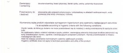 Hydramina NTZ - Atest higieniczny